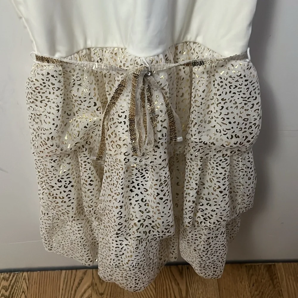 THE CHILDREN’S PLACE KIDS ELEGANT TIERED GOLD & CREAM DRESS SIZE‎ 10/12